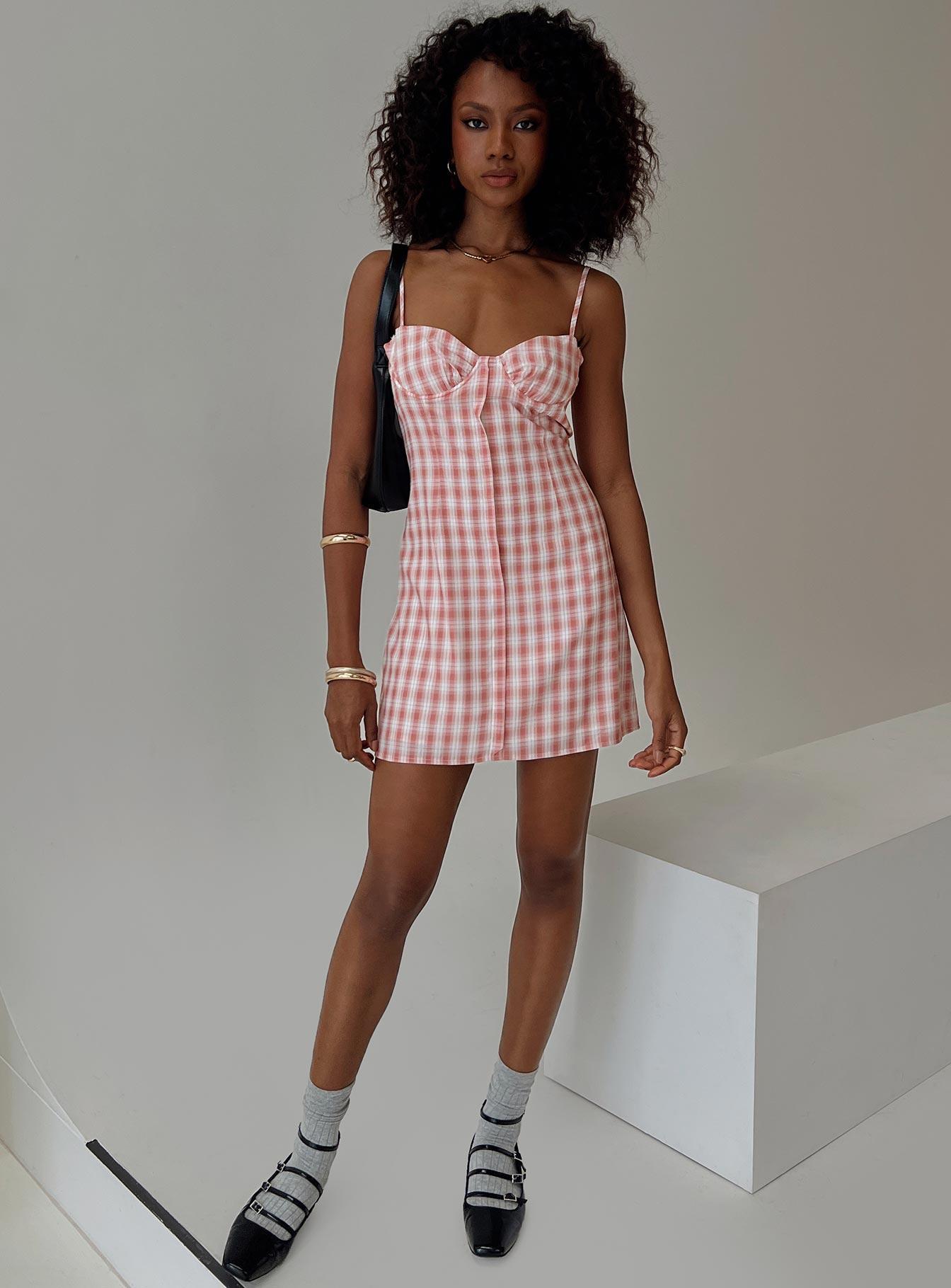 Poto Mini Dress Pink Check Product Image