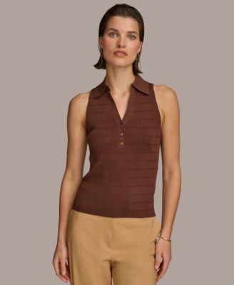 Donna Karan Womens Sleeveless Sweater Knit Polo product image