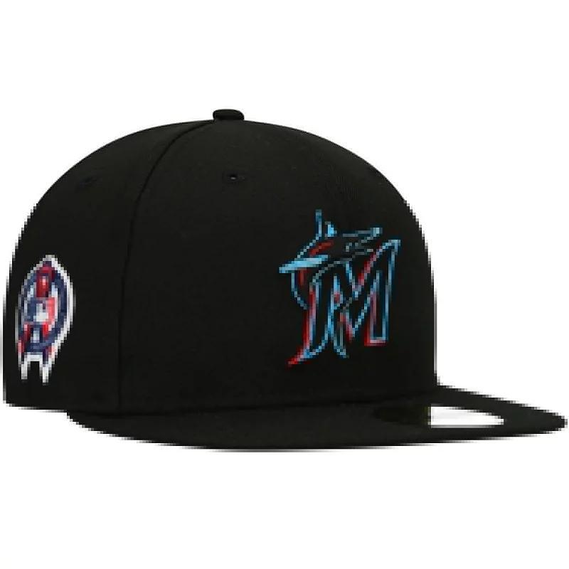 Mens New Era Black Miami Marlins 9/11 Memorial Side Patch 59FIFTY Fitted Hat Product Image