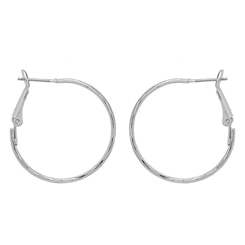 Emberly Silver Tone Braided Texture Hoop Earrings, Womens, None Product Image