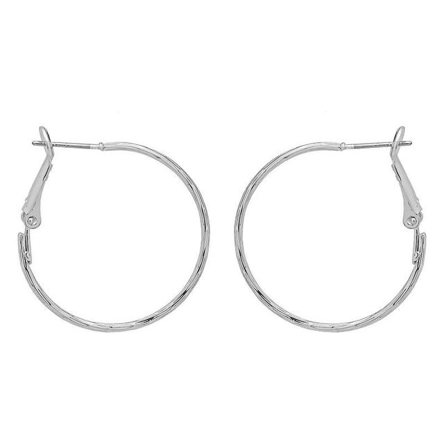 Emberly Silver Tone Braided Texture Hoop Earrings, Womens Product Image