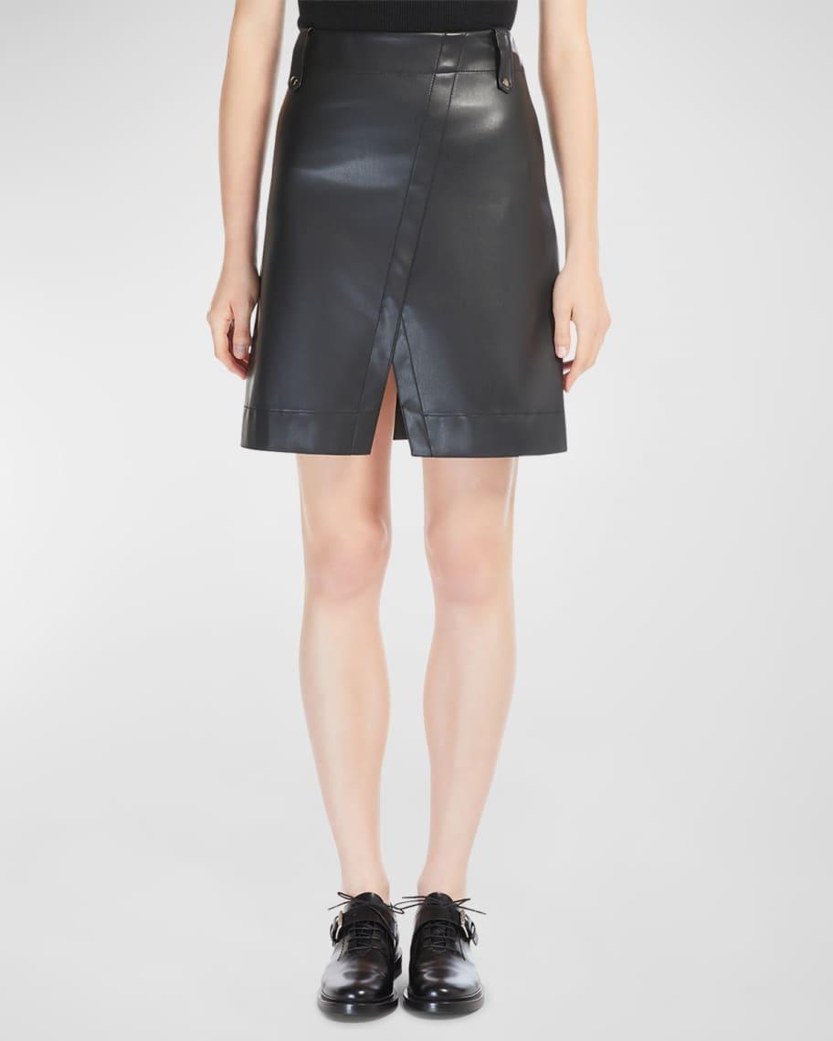 Aere Front-Slit Faux Leather Mini Skirt Product Image