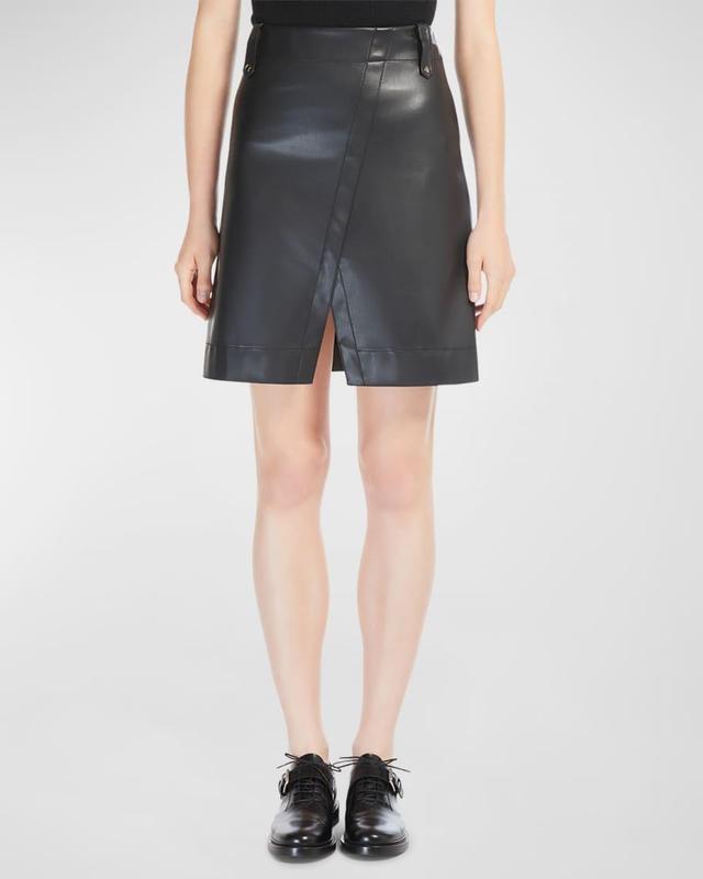 Aere Front-Slit Faux Leather Mini Skirt Product Image