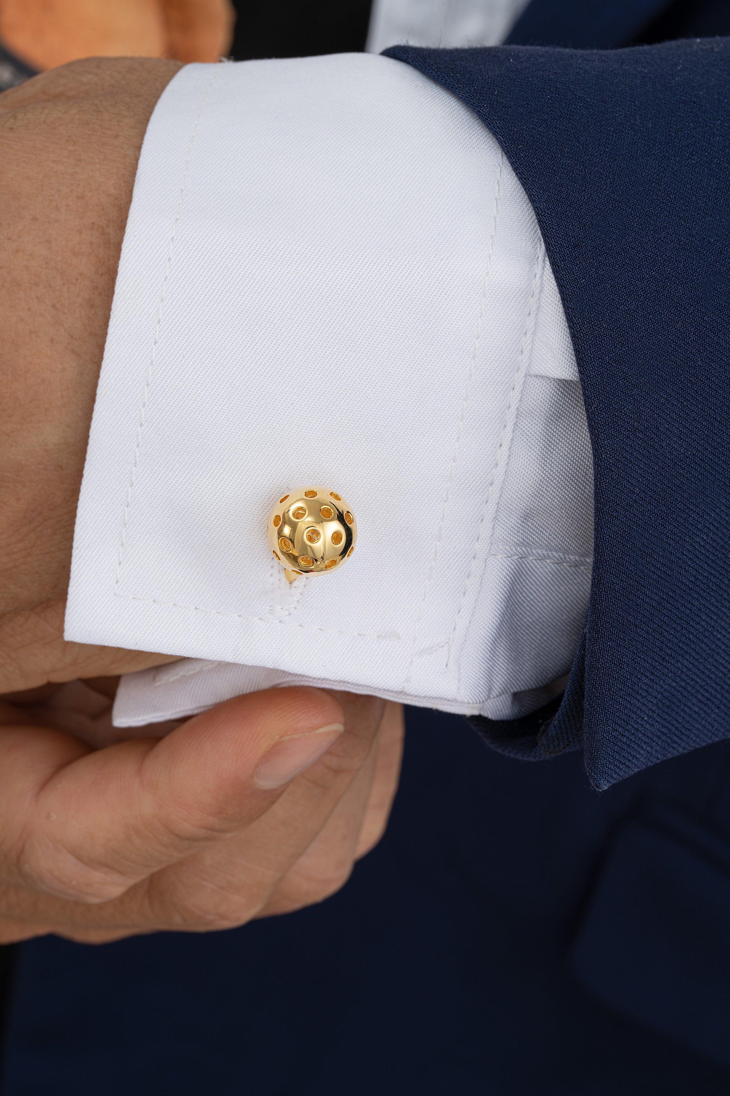 Pickleball Cuff Links Gold Ball Male Product Image