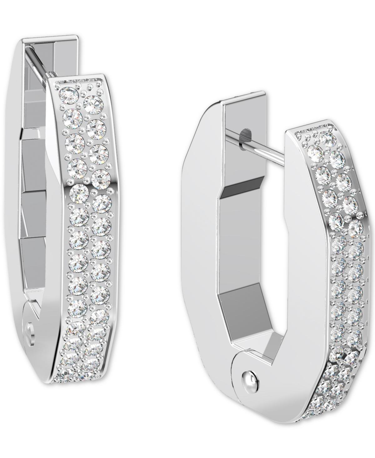 Swarovski Dextera Silver Octagonal Crystal Hoop Earrings Product Image