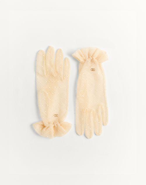 VLOGO SIGNATURE GLOVES IN COTTON AND TULLE  Product Image