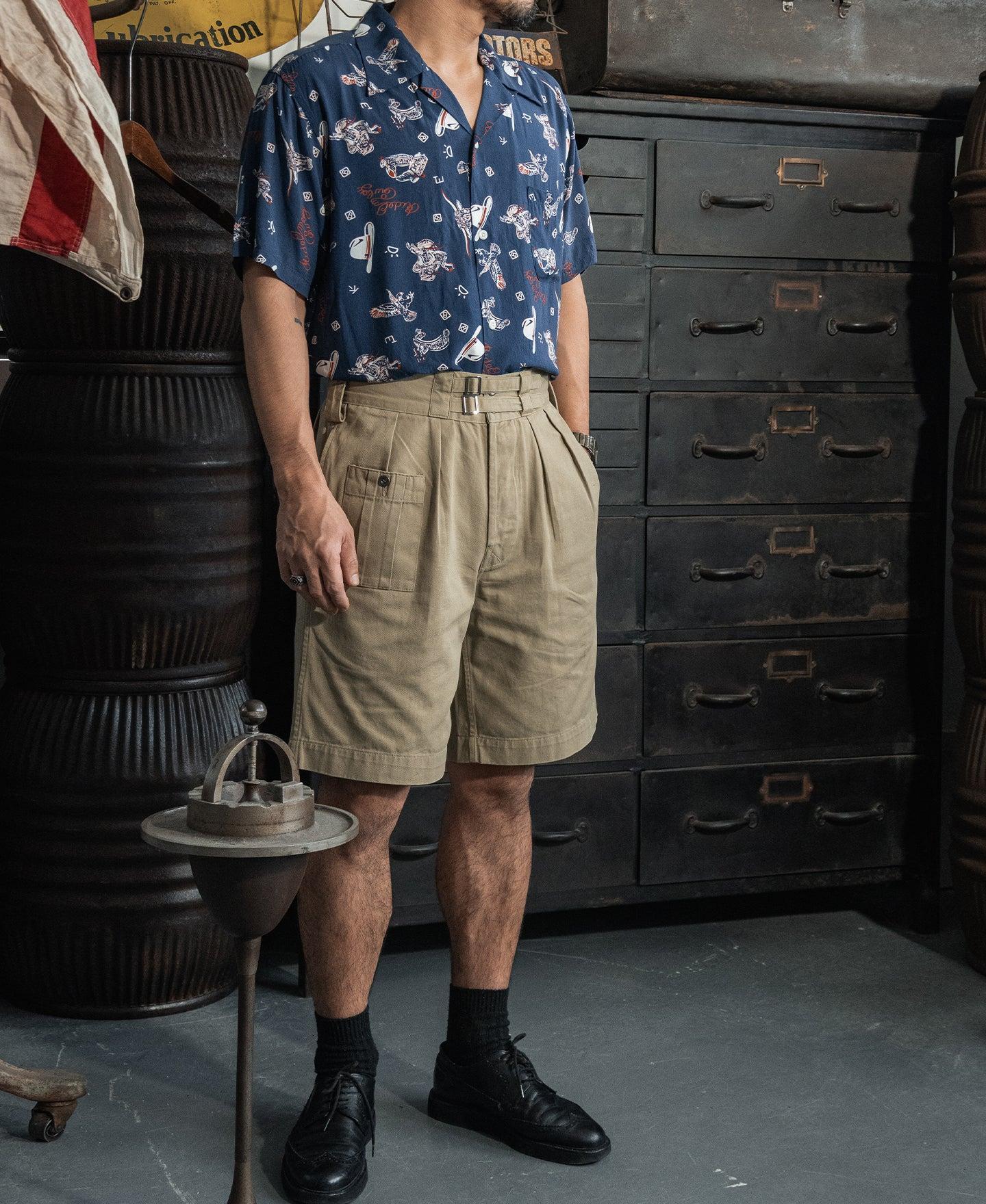 Cowboy Symbols Pattern Cuban Collar Shirt - Navy Product Image