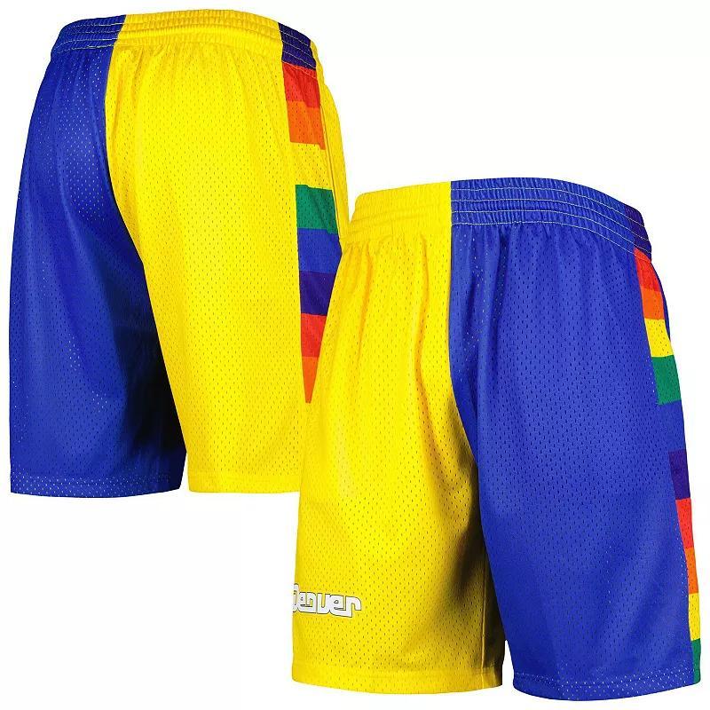 Mens Mitchell & Ness Royal/Gold Denver Nuggets Hardwood Classics 1991 Split Swingman Shorts Product Image