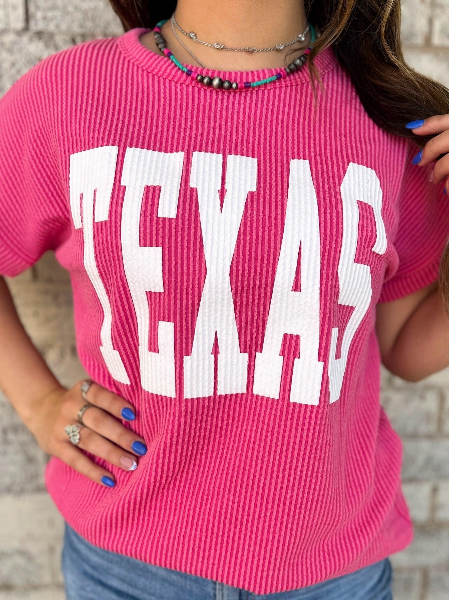 PLUS TEXAS Hot Pink Ribbed Top Product Image