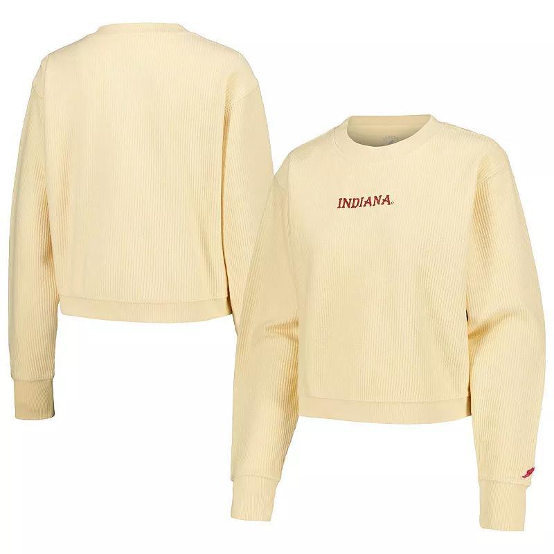 Womens League Collegiate Wear Cream Indiana Hoosiers Timber Cropped Pullover Sweatshirt Product Image