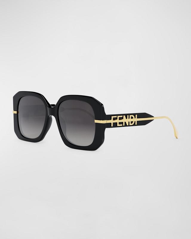 Oversized Logo Square Acetate & Metal Sunglasses Product Image