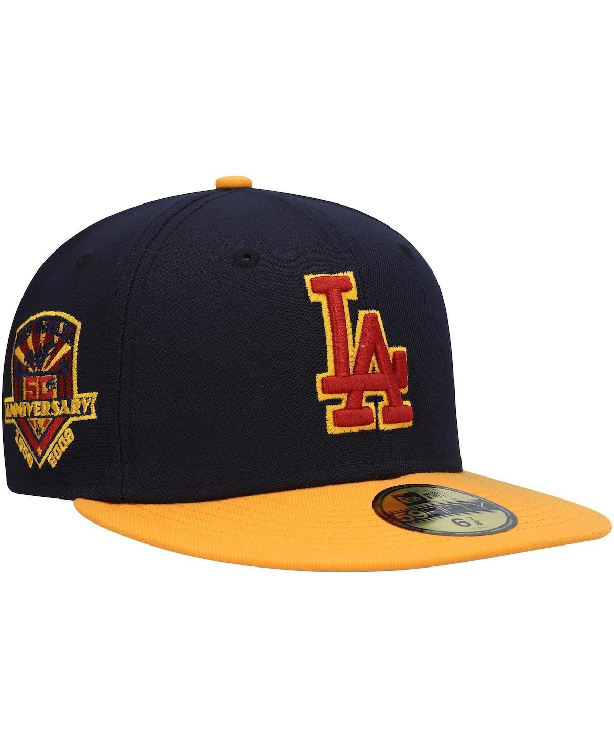 Mens New Era /Gold Los Angeles Dodgers Primary Logo 59FIFTY Fitted Hat Blue Product Image