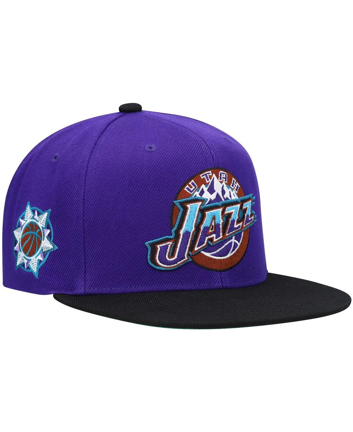 Mens Mitchell & Ness Purple and Black Utah Jazz Hardwood Classics Snapback Hat - Purple Product Image