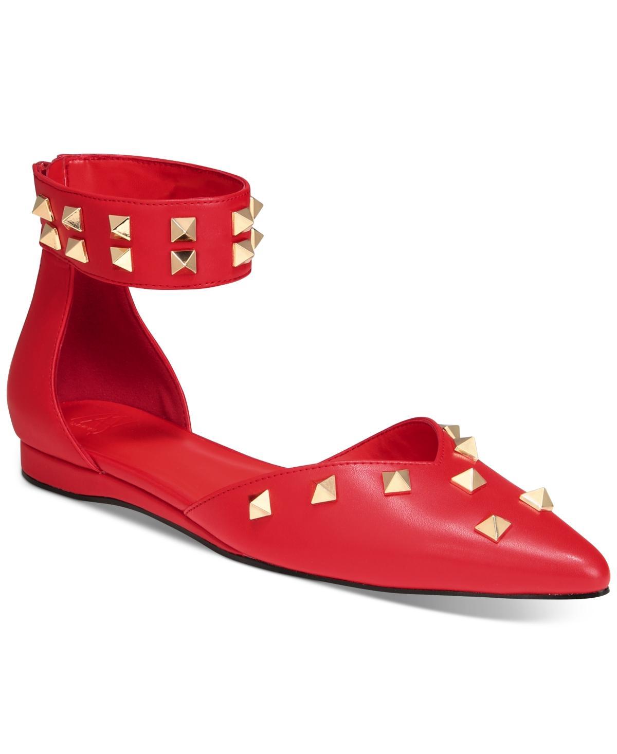 Aaj By Aminah Womens Lennox Studded Ankle-Strap Flats Product Image