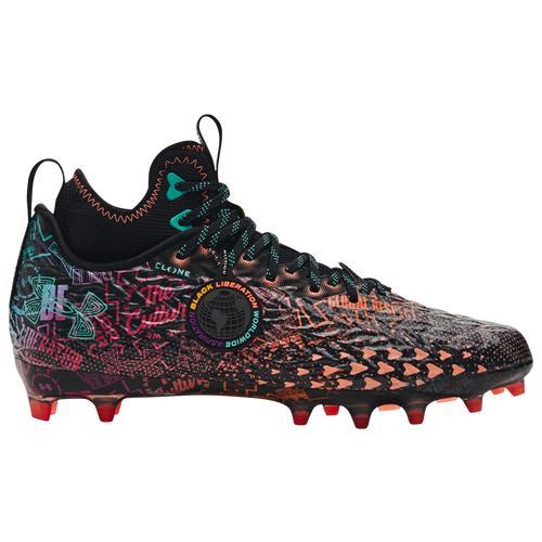 Under Armour Mens Spotlight Clone MC LE - Football Shoes Black/Electric Tangerine/Neptune Product Image