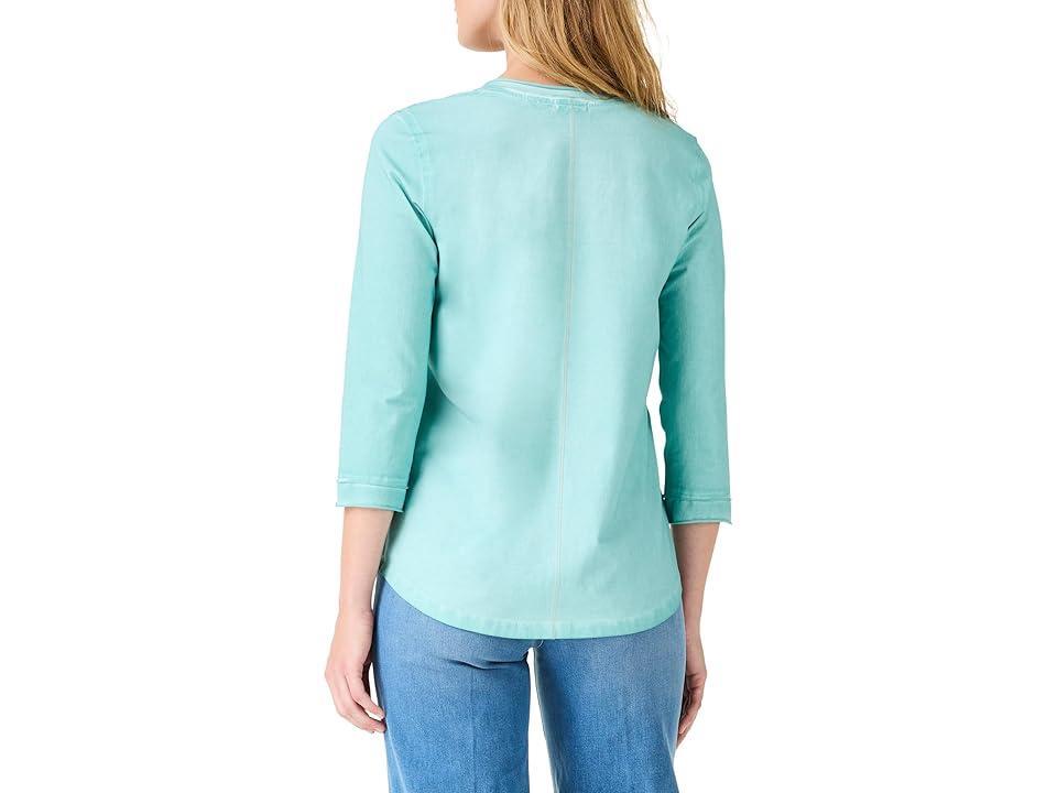 NIC+ZOE 3/4 Sleeve Roll V Tee (Coast) Women's Clothing Product Image