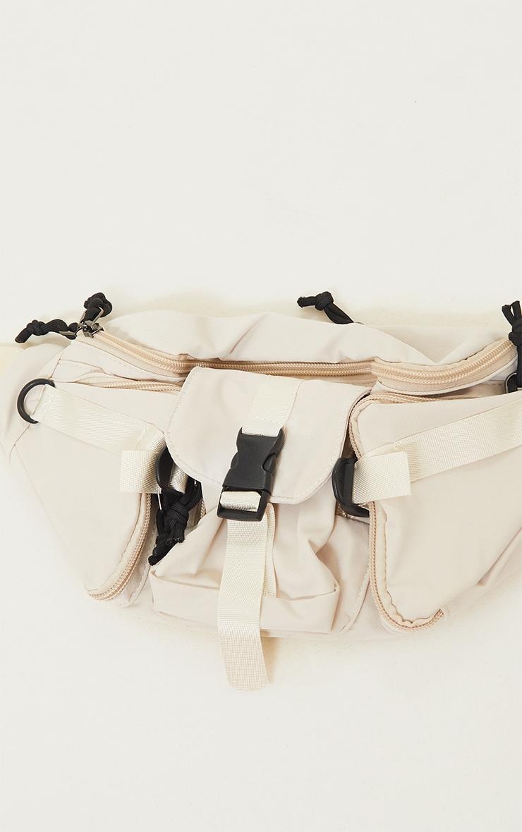 Cream Oversized Multi Pocket Fanny Pack Product Image