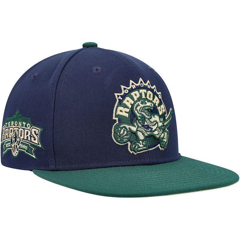 Mens Mitchell & Ness Navy/Green Toronto Raptors Hardwood Classics Grassland Fitted Hat Rpt Blue Product Image