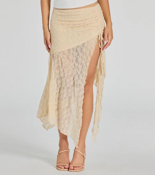 Breezy Boho Sheer Lace Asymmetric Maxi Skirt Product Image