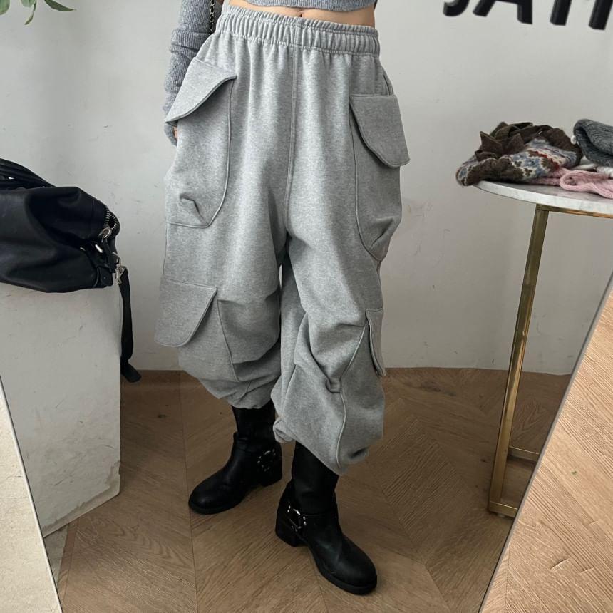 High Rise Plain Wide Leg Sweatpants Product Image