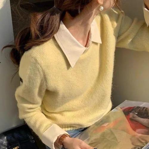 Collared Mock Two Piece Sweater Product Image