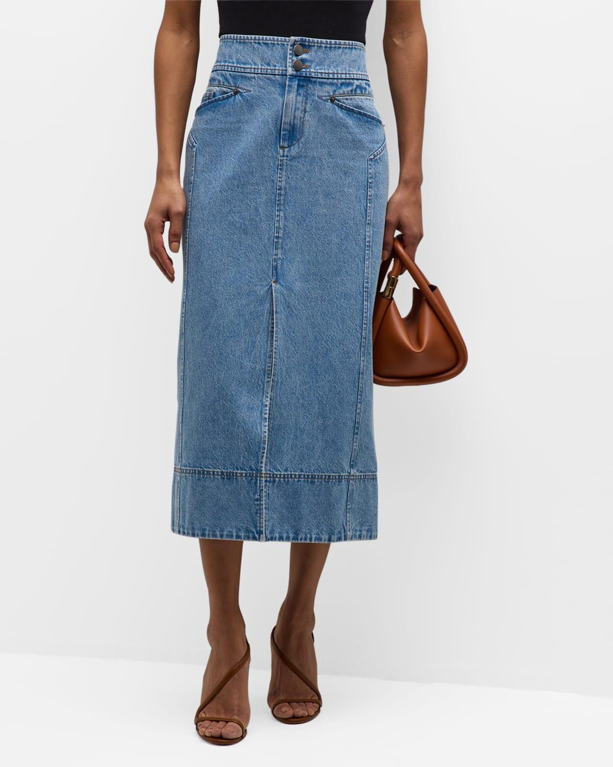 Womens Christina Denim Midi-Skirt product image