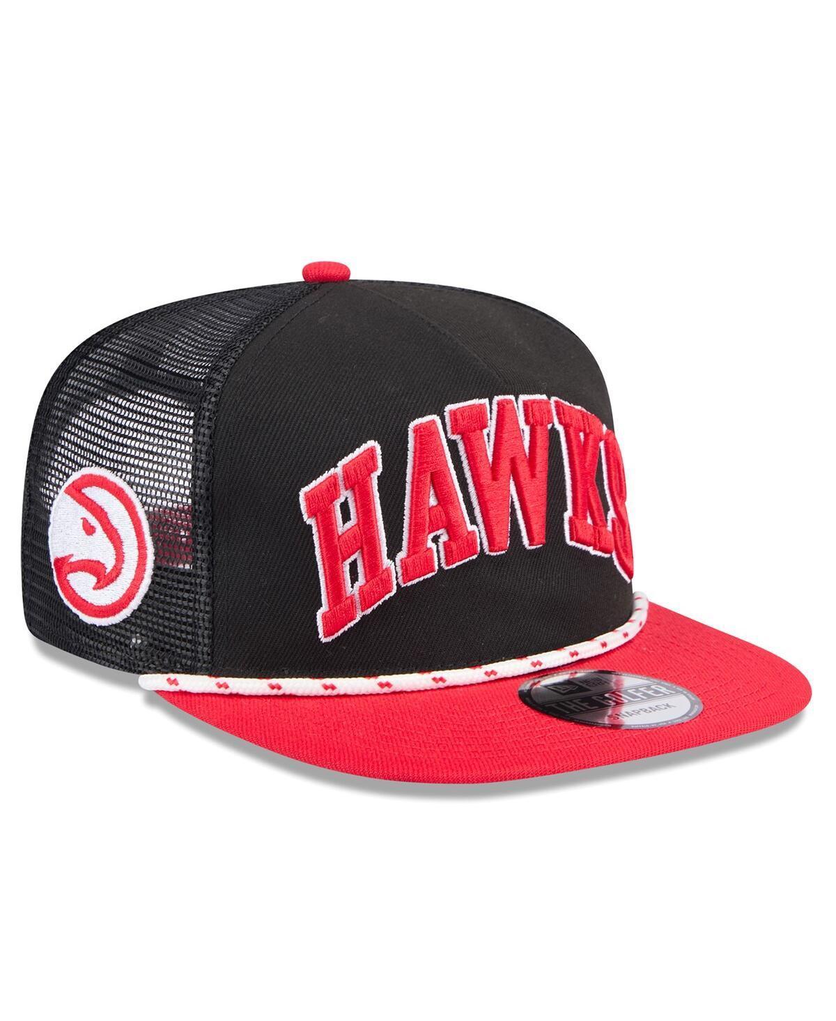 Mens New Era /Red Atlanta Hawks Throwback Team Arch Golfer Snapback Hat Product Image