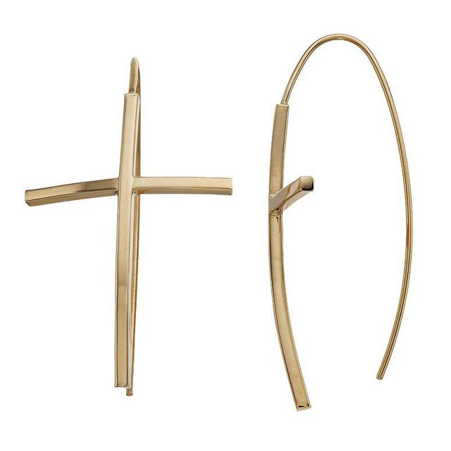 14k Gold Cross Earrings, Womens Product Image