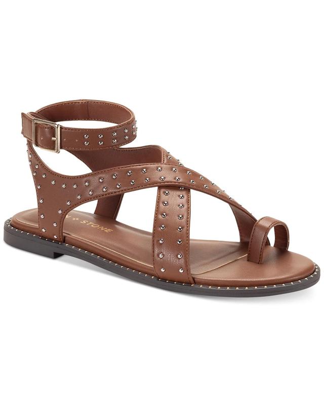 Sun + Stone Womens Carterr Studded Toe Loop Strappy Flat Sandals, Created for Macys Product Image