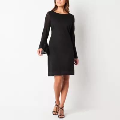 Perceptions Womens Long Bell Sleeve Lace Sheath Dress Product Image