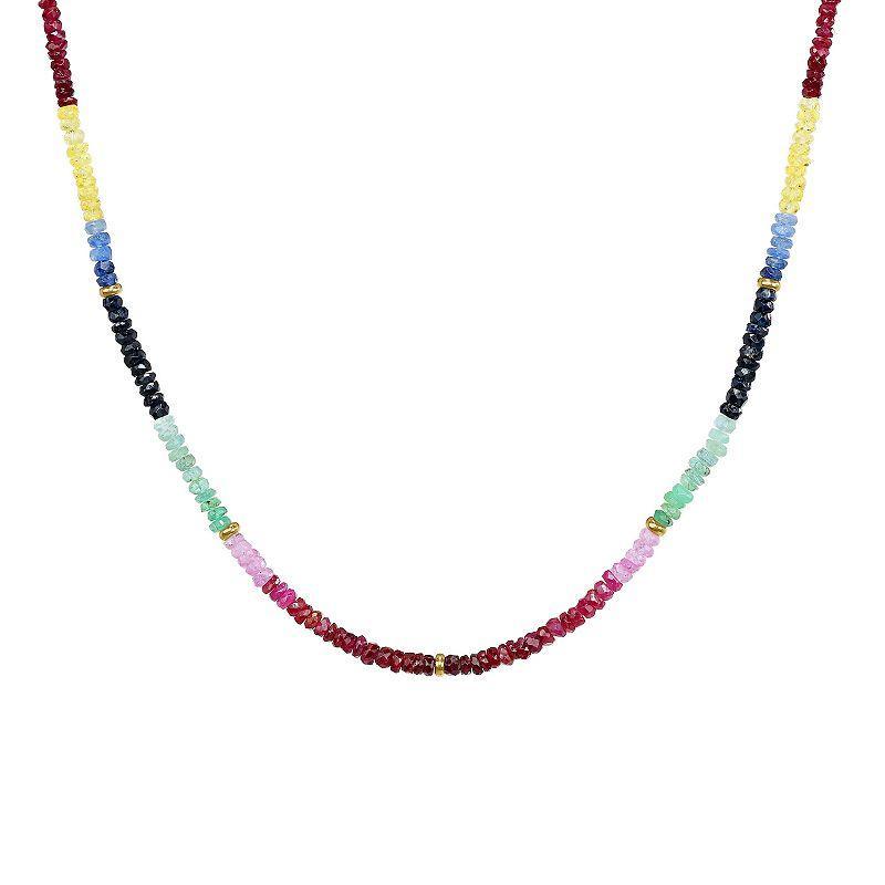 Jewelmak 14k Yellow Gold & Multi Gemstone Necklace, Womens 14k Gold Product Image