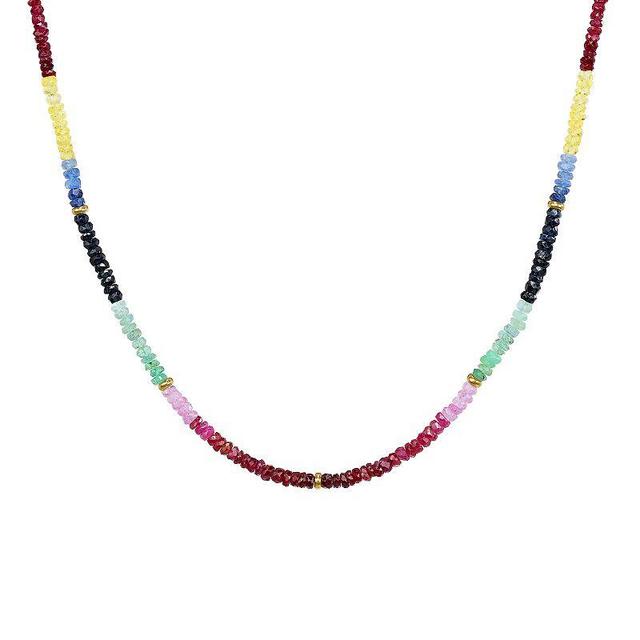 Jewelmak 14k Yellow Gold & Multi Gemstone Necklace, Womens Multicolor Product Image