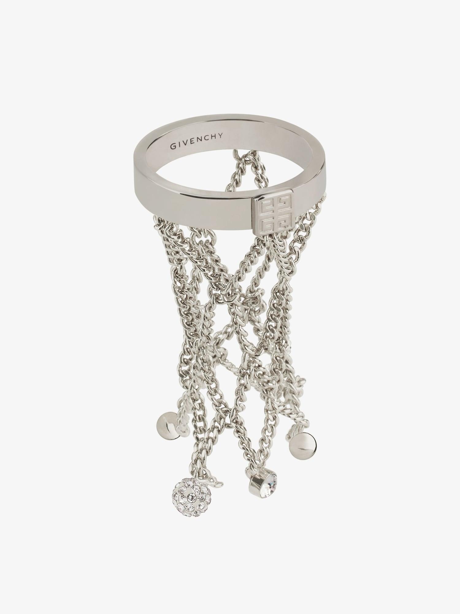 Pearling ring in metal with pearls and crystals Product Image