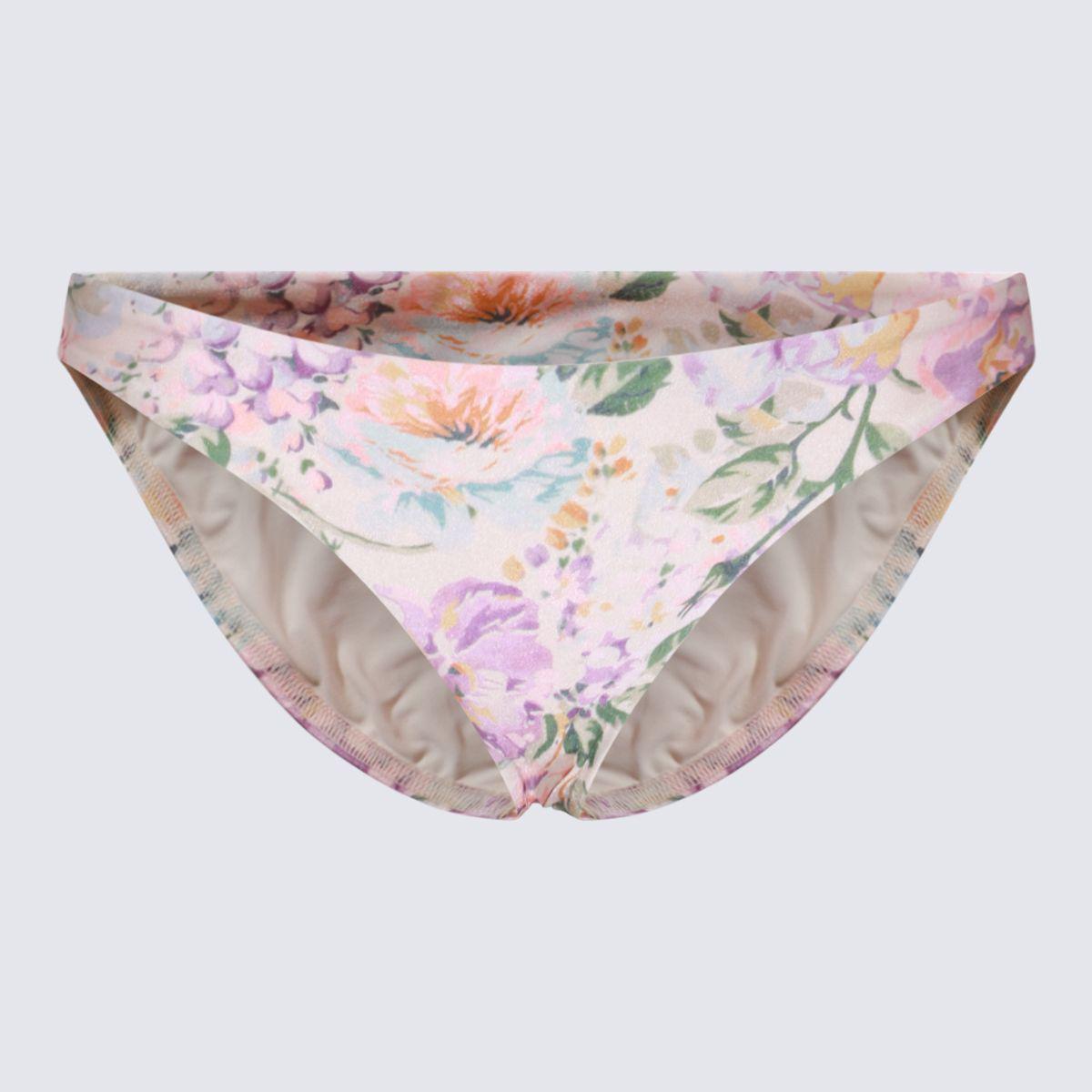 ZIMMERMANN Halliday Skinny Floral Bikini Bottoms In Multicolor Product Image