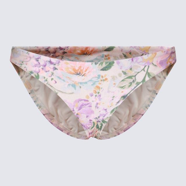 ZIMMERMANN Halliday Skinny Floral Bikini Bottoms In Multicolor Product Image