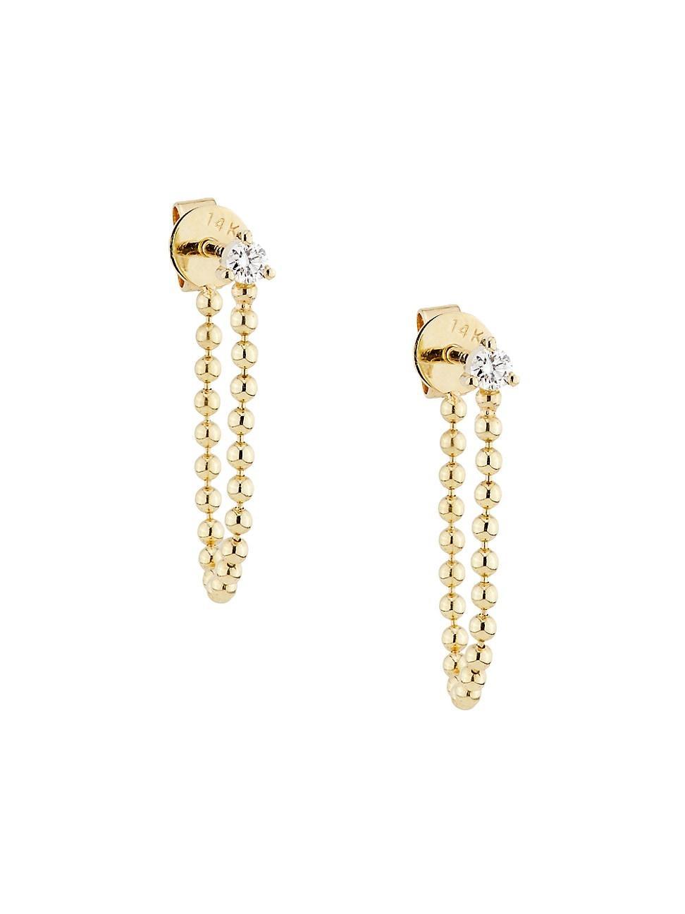 Womens 14K Yellow Gold & 0.18 TCW Diamond Chain Drop Earrings Product Image