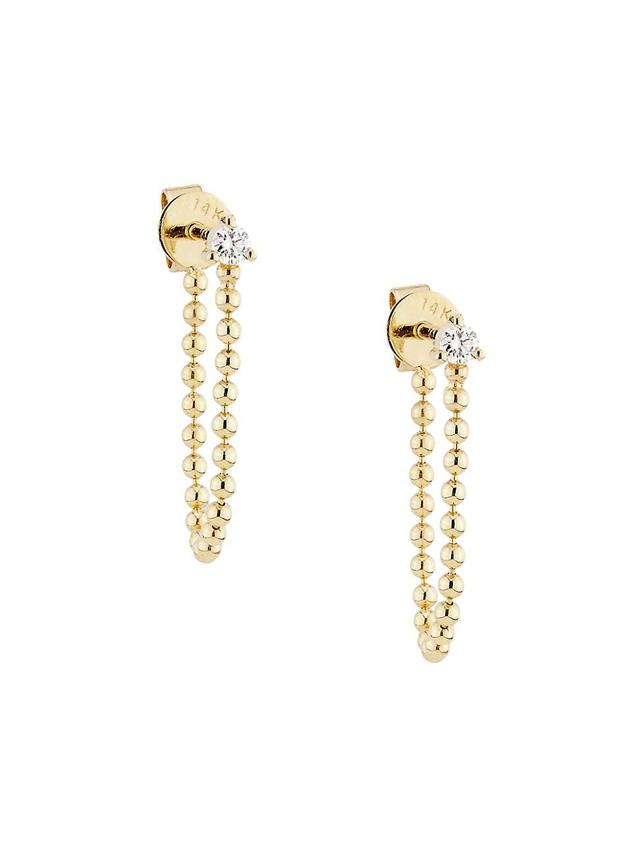 Womens 14K Yellow Gold & 0.18 TCW Diamond Chain Drop Earrings Product Image