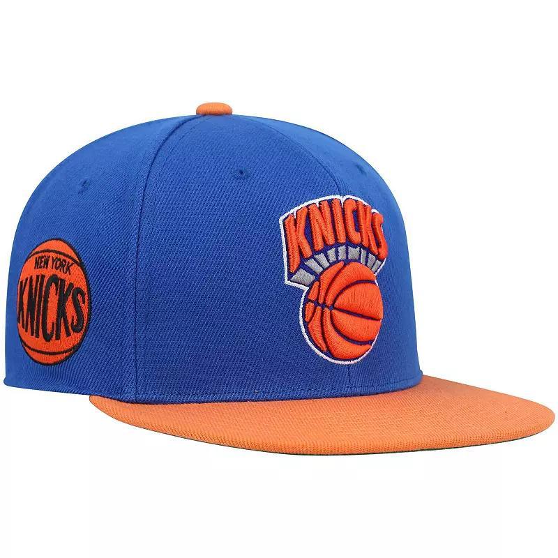 Mens Mitchell & Ness Blue and Orange New York Knicks Hardwood Classics Snapback Hat - Blue Product Image