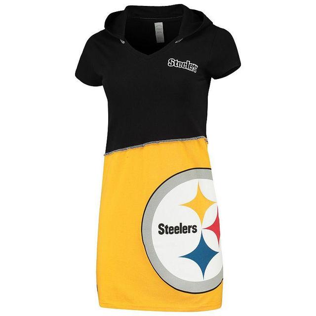 Womens Refried Apparel /Gold Pittsburgh Steelers Sustainable Hooded Mini Dress Product Image