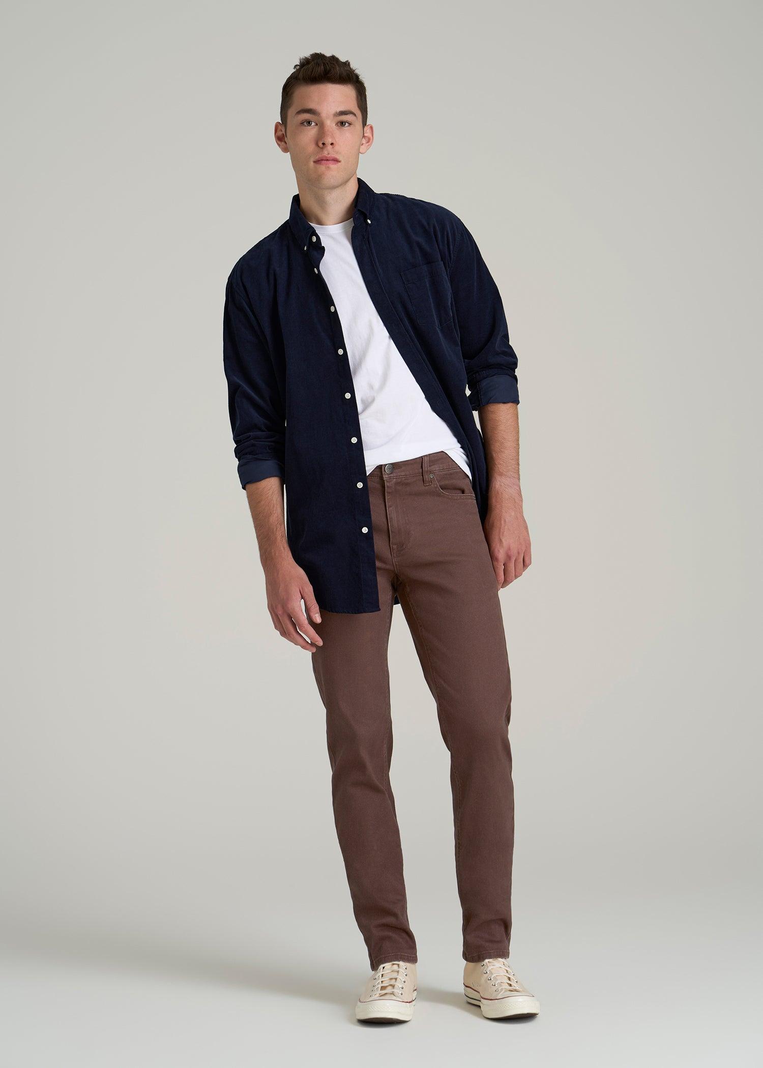 Dylan Slim Fit Colored Jeans for Tall Men in Dark Toffee Male Product Image