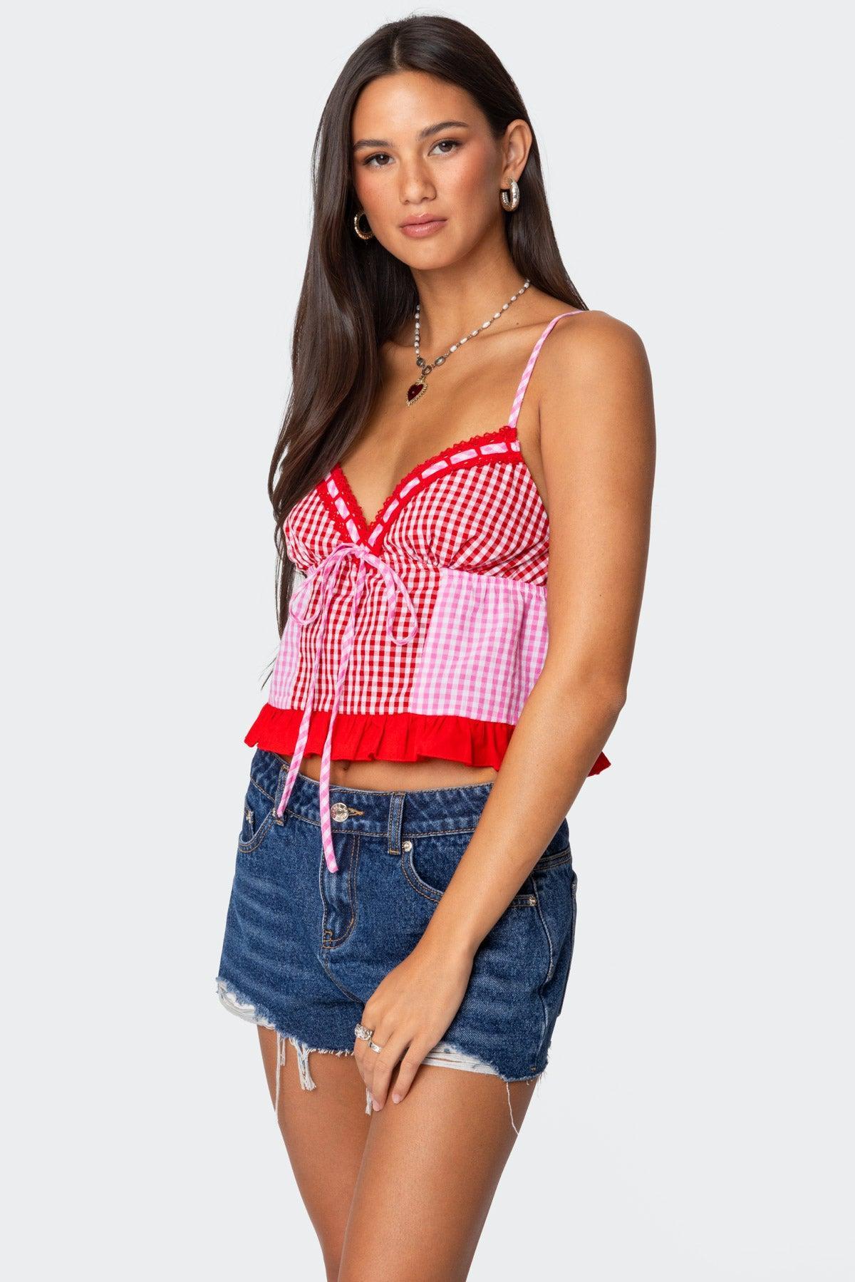 Joanne Mixed Gingham Tank Top Product Image