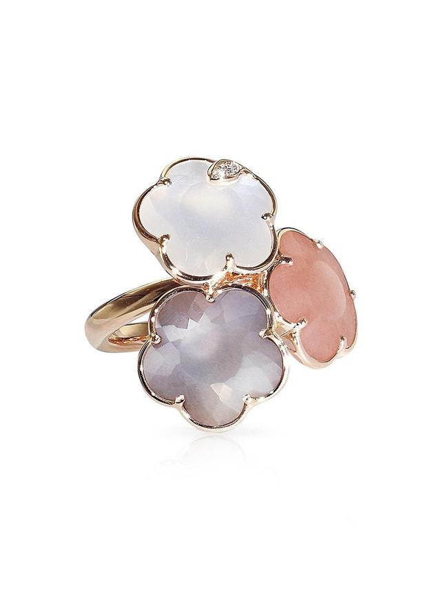 Womens Bouquet Lunaire 18K Rose Gold, Diamond & Moonstone Ring Product Image