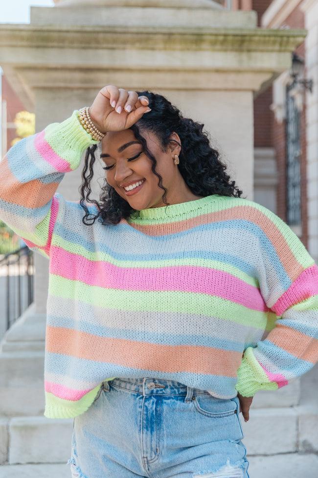 Doing My Best Multi Stripe Crew Neck Sweater Product Image