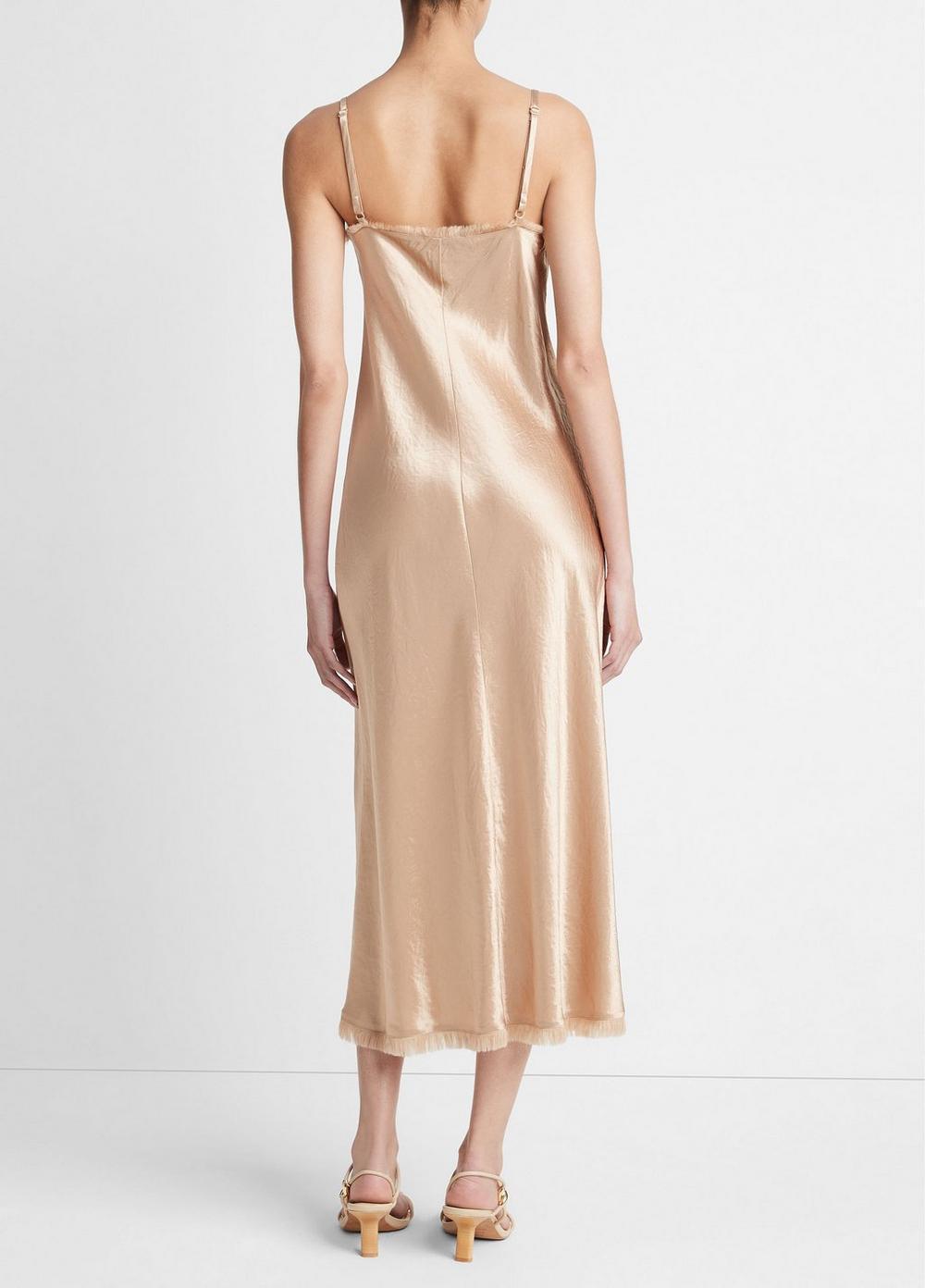 Satin Frayed-Edge Bias Camisole Dress Product Image