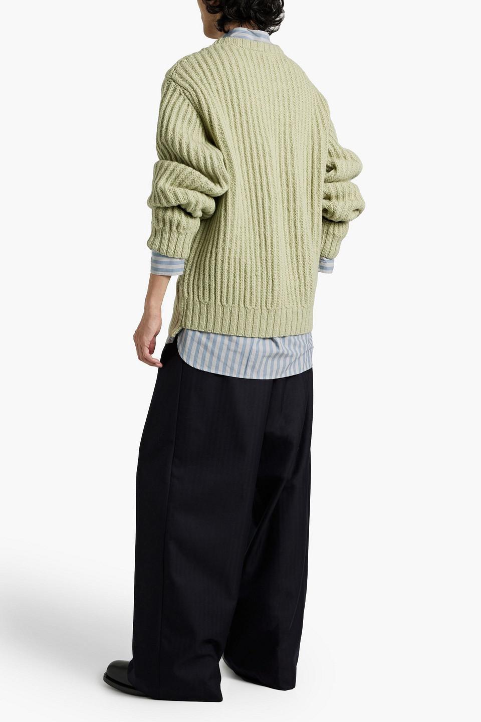 DRIES VAN NOTEN Green Crewneck Sweater In Light Green Product Image