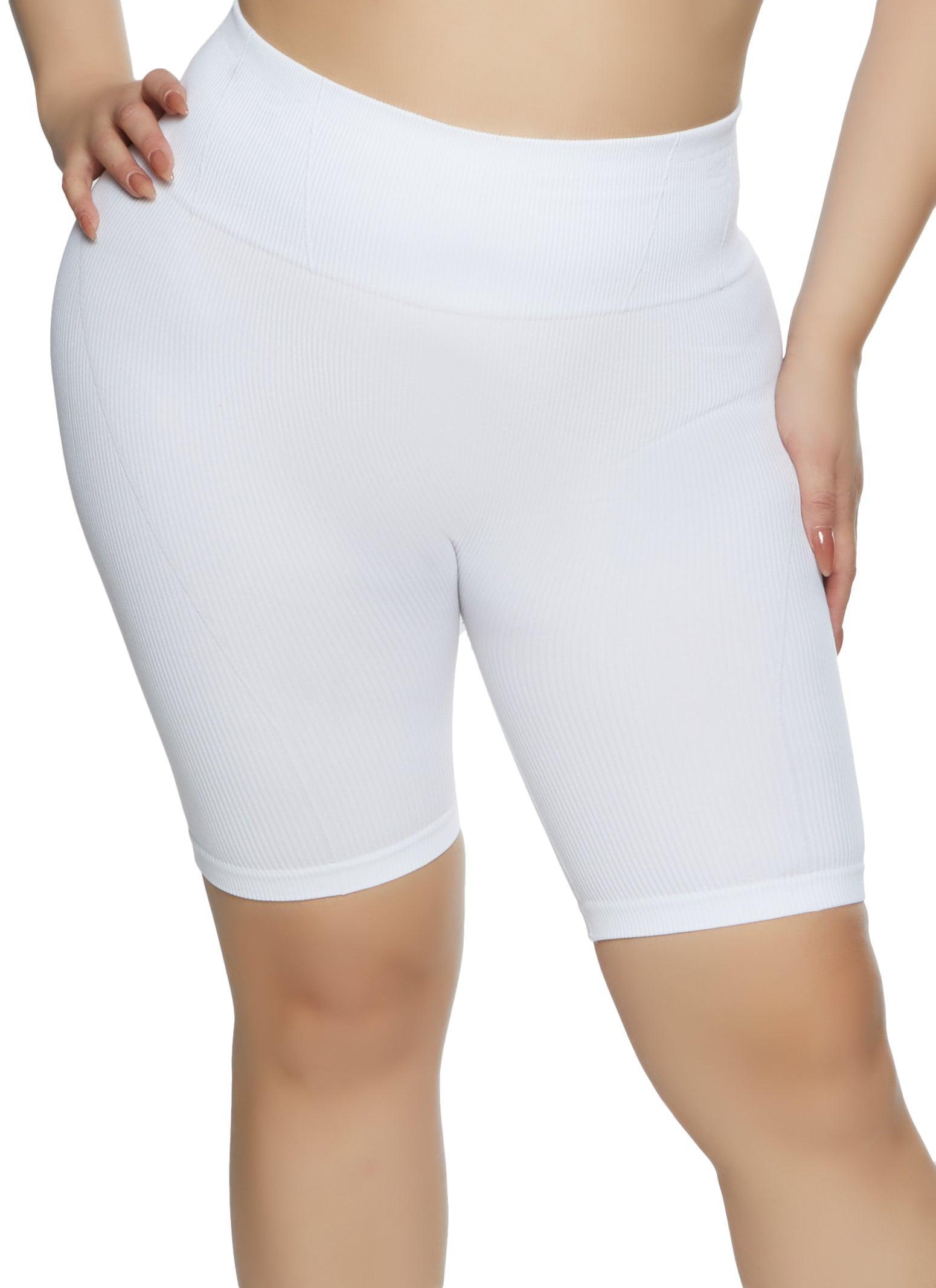 Womens Plus Size Seamless Ribbed Biker Shorts Product Image