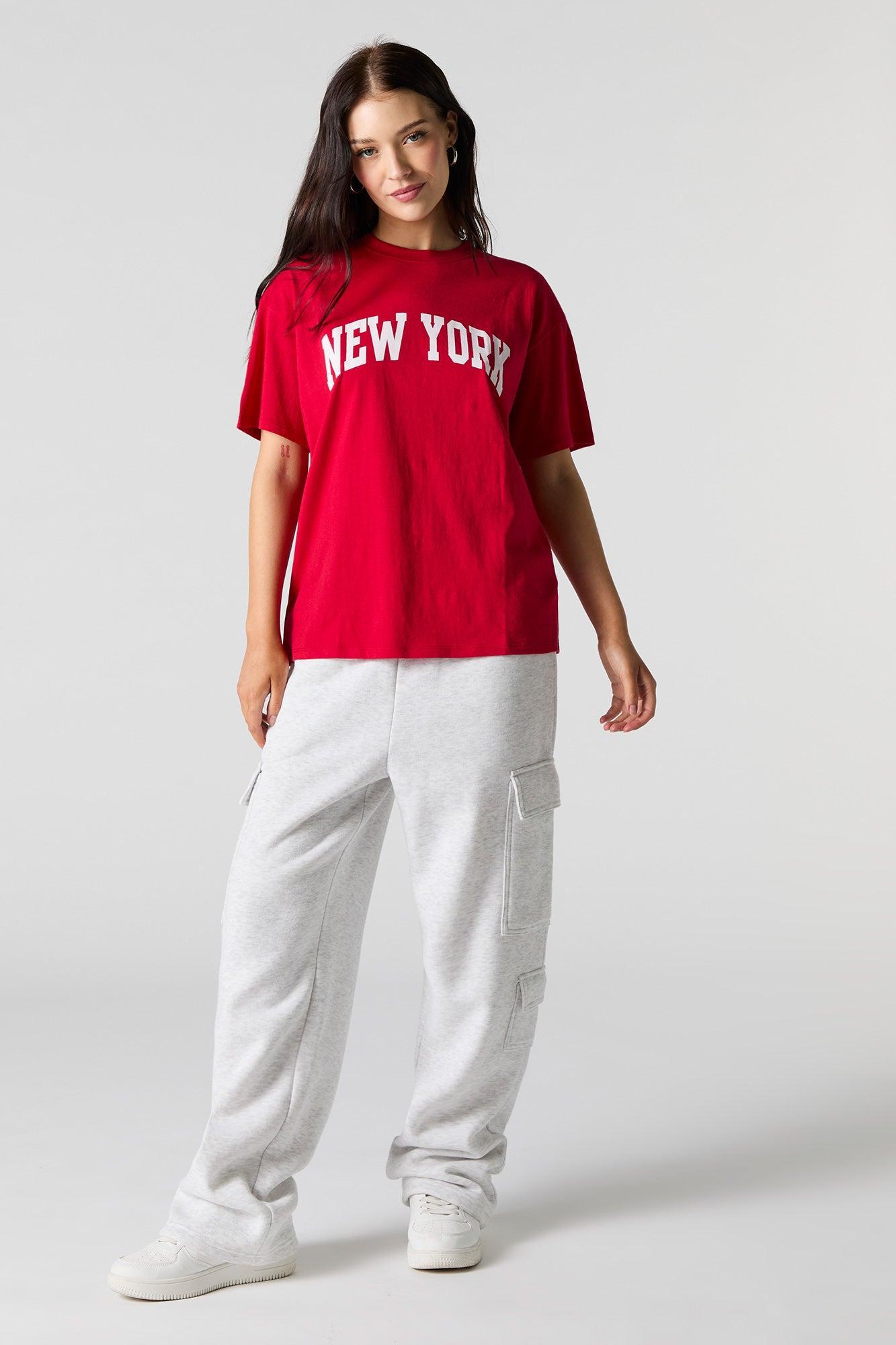 New York Graphic Red Boyfriend T-Shirt Female Product Image