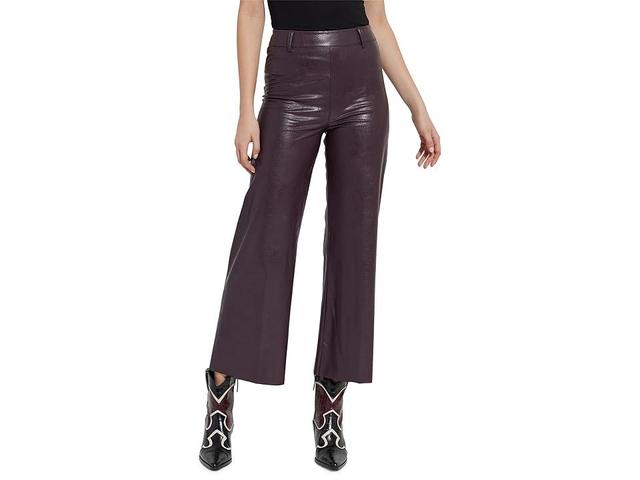 Lysse High-Waist Vegan Leather Wide Leg Crop Pants (Lava) Women's Clothing Product Image