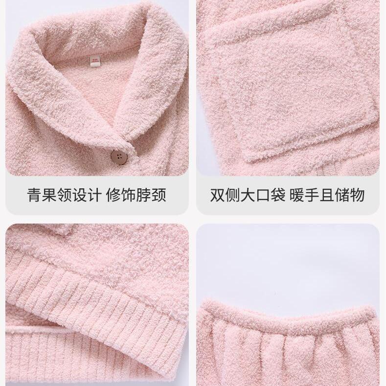 Couple Matching Pajama Set: Plain Fleece Shirt + Pants Product Image