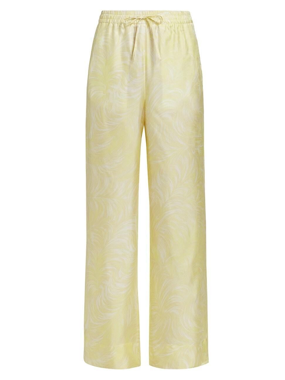 Womens Feather Silk Pajama Pants Product Image